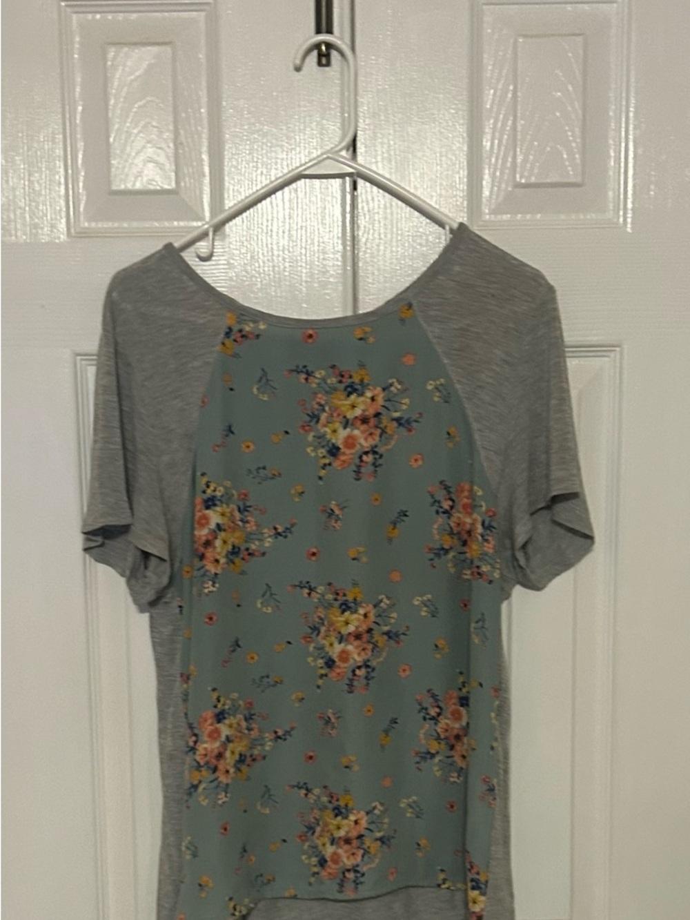 Rewind Floral Panel Tee - Light Blue & Gray